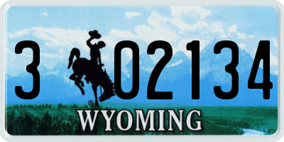WY license plate 302134