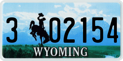 WY license plate 302154