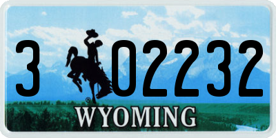 WY license plate 302232