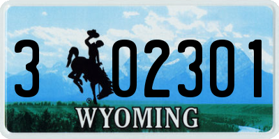 WY license plate 302301