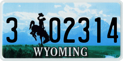WY license plate 302314
