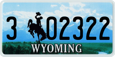WY license plate 302322