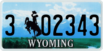 WY license plate 302343