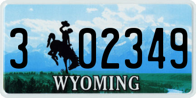 WY license plate 302349