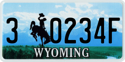 WY license plate 30234F