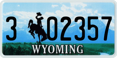WY license plate 302357