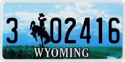 WY license plate 302416
