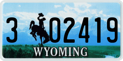 WY license plate 302419