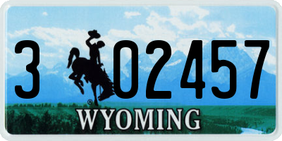 WY license plate 302457