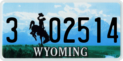 WY license plate 302514