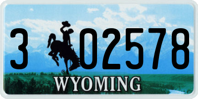 WY license plate 302578