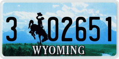 WY license plate 302651