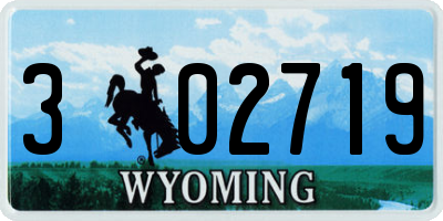 WY license plate 302719