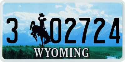 WY license plate 302724
