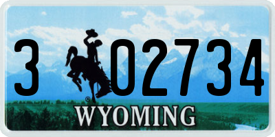 WY license plate 302734