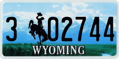WY license plate 302744