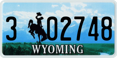 WY license plate 302748
