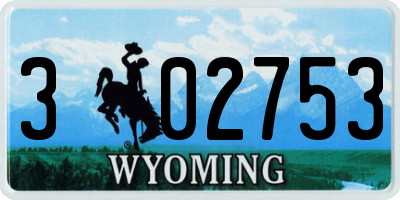 WY license plate 302753