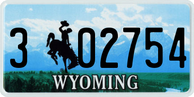 WY license plate 302754