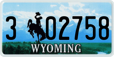 WY license plate 302758