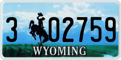WY license plate 302759