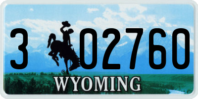 WY license plate 302760