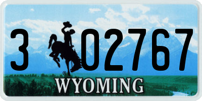 WY license plate 302767