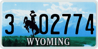 WY license plate 302774