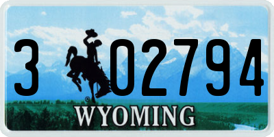 WY license plate 302794