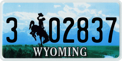 WY license plate 302837