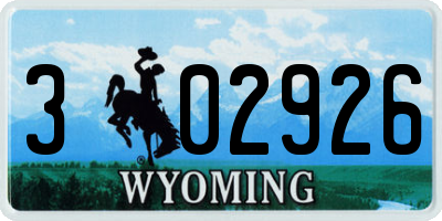 WY license plate 302926