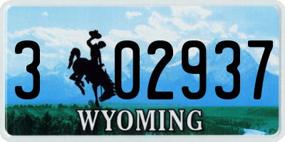 WY license plate 302937