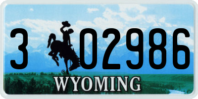 WY license plate 302986