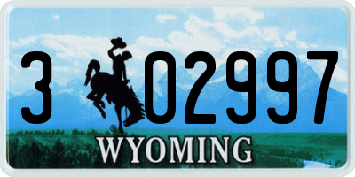WY license plate 302997