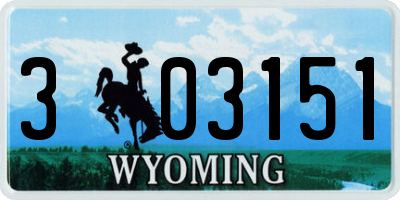 WY license plate 303151