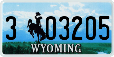 WY license plate 303205