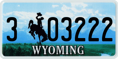 WY license plate 303222