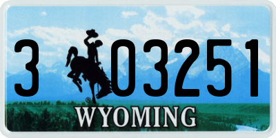 WY license plate 303251