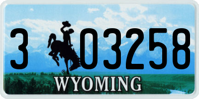 WY license plate 303258