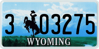 WY license plate 303275