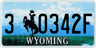 WY license plate 30342F