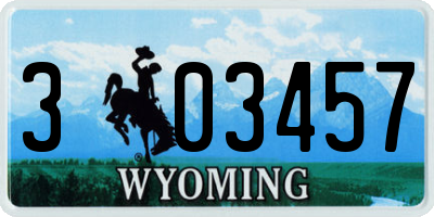WY license plate 303457