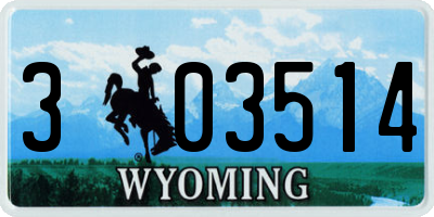 WY license plate 303514