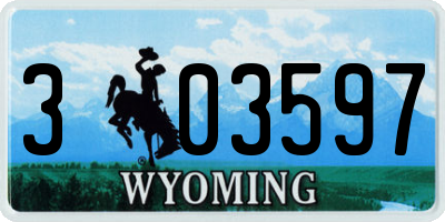 WY license plate 303597