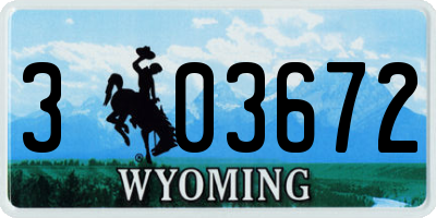 WY license plate 303672