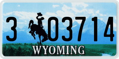 WY license plate 303714