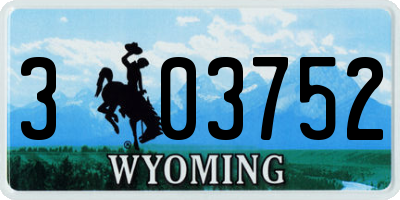 WY license plate 303752