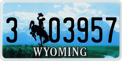 WY license plate 303957