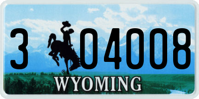 WY license plate 304008