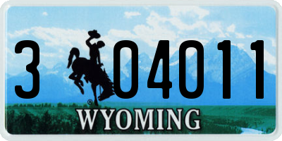 WY license plate 304011